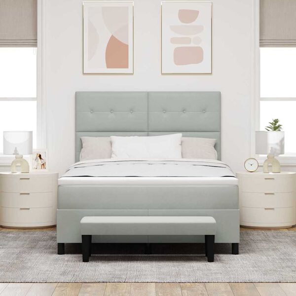 vidaXL Kassi vorinn r&uacute;m me&eth; d&yacute;nu Lj&oacute;sgr&aacute;tt 140 x 190 cm Flauel