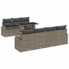 vidaXL Gar&eth;s&oacute;fa sett me&eth; p&uacute;&eth;i me&eth; geymslu 8 pcs Gr&aacute;r Poly Rattan