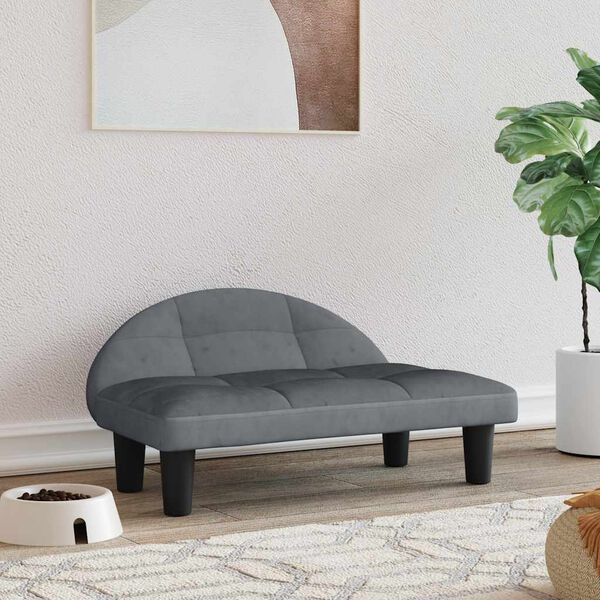 vidaXL Hundar&uacute;m D&ouml;kkgr&aacute;tt 70x52x30 cm Flauel