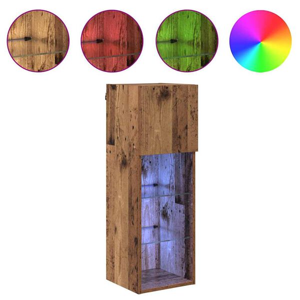 vidaXL Vegghengd sj&oacute;nvarpssk&aacute;pur 2 pcs Gamalt timbur 30,5 x 30 x 90 cm