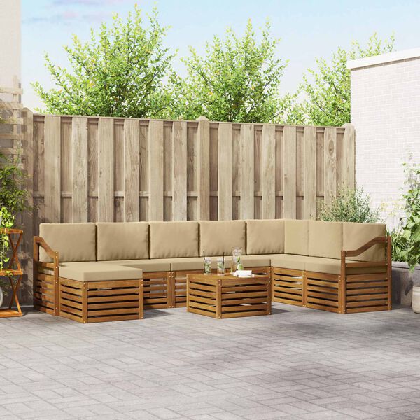 vidaXL Sofav&ouml;ruuppsettning 9 pcs N&aacute;tt&uacute;rulegt og B&eacute;ig Hrein akas&iacute;utr&eacute;