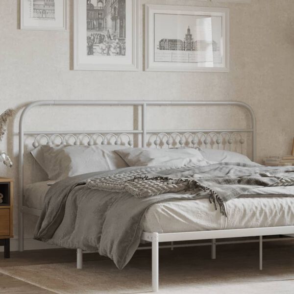 vidaXL Höfuðgafl úr Málmi Hvítur 180 cm