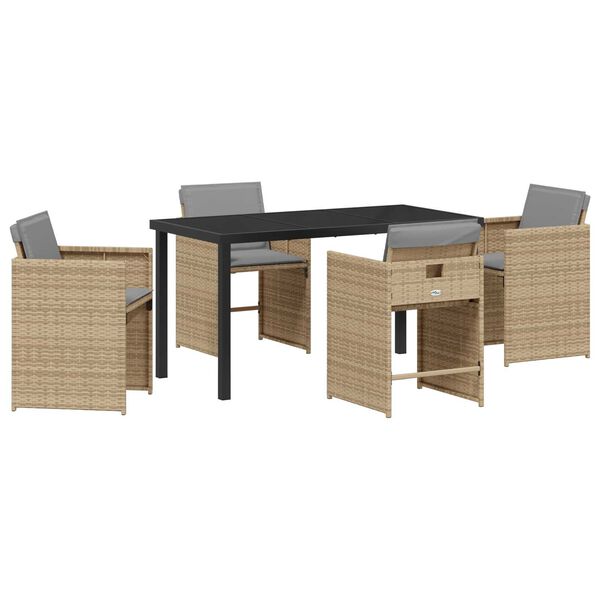 vidaXL Gar&eth;ur bor&eth;sett 5 pcs Drapplita&eth;ur p&oacute;l&yacute;rattan