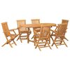 vidaXL Gar&eth;ur bor&eth;sett 7 pcs Br&uacute;nn Solid teak vi&eth;ur