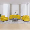 vidaXL 3 hluta S&oacute;fasett me&eth; Sessum Gult Flauel