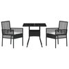 vidaXL Gar&eth;ur bor&eth;sett 3 pcs Svartur p&oacute;l&yacute;rattan