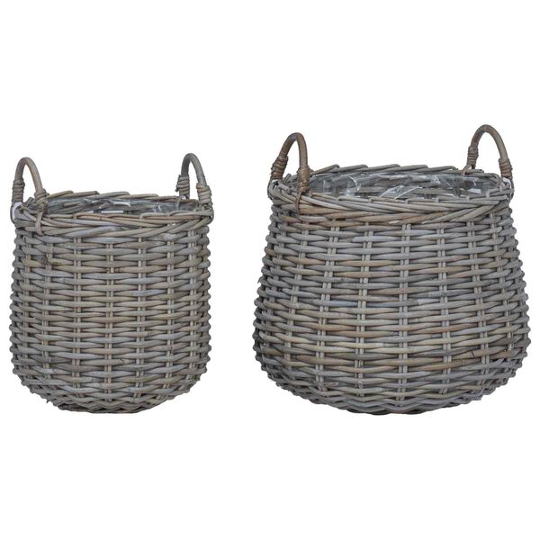 vidaXL Pl&ouml;ntuk&ouml;rfu me&eth; geymslu 2 pcs Gr&aacute;r Lacak Rattan