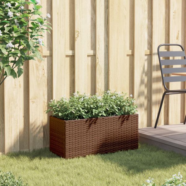 vidaXL Gar&eth;ker me&eth; 2 Pottum Br&uacute;nt 72x30x32 cm P&oacute;l&yacute;rattan