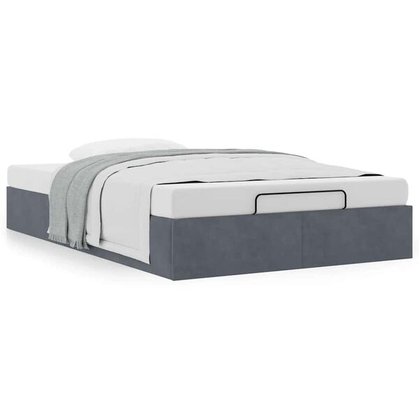 vidaXL Ottoman r&uacute;mgrind Engin d&yacute;na Dark Grey Double Velvet