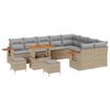 vidaXL Gar&eth;s&oacute;fa sett me&eth; p&uacute;&eth;i 13 pcs Beige og lj&oacute;sgr&aacute;r p&oacute;l&yacute;rattan