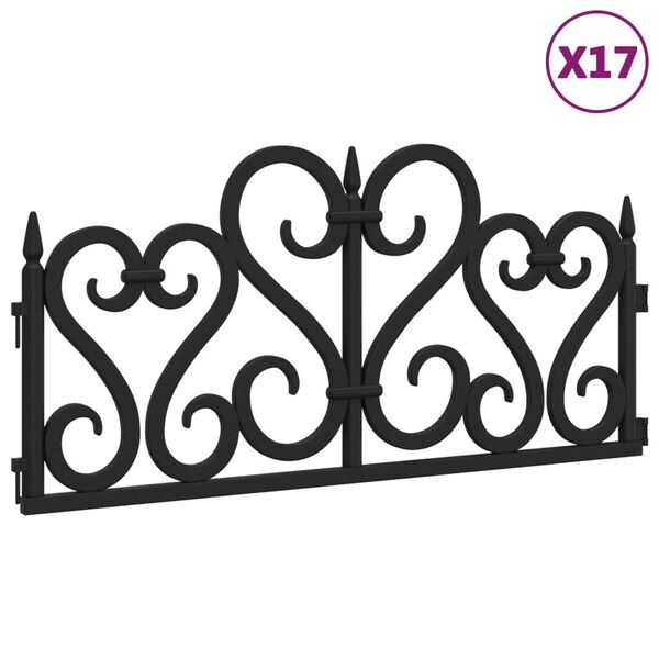 vidaXL Be&eth;kantur 17 stk. Svartur 10 m PP