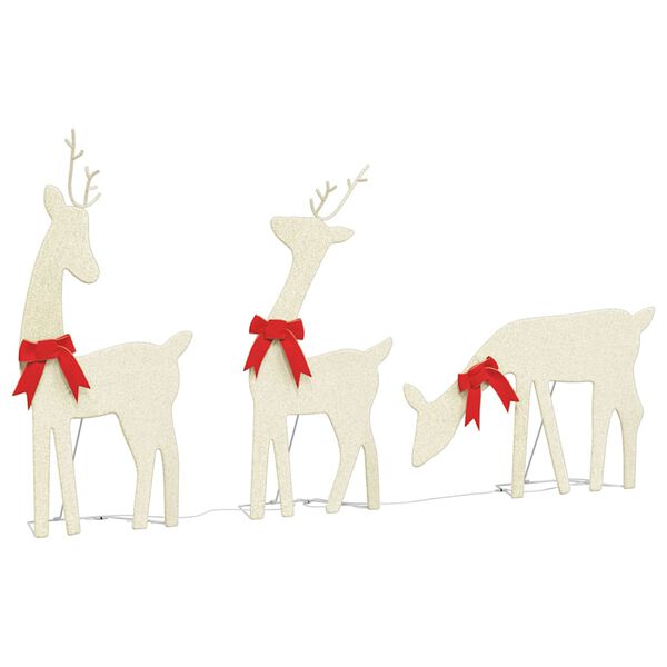 vidaXL j&oacute;laskraut Hreind&yacute;r 3 stk 90 LED heitt hv&iacute;tt