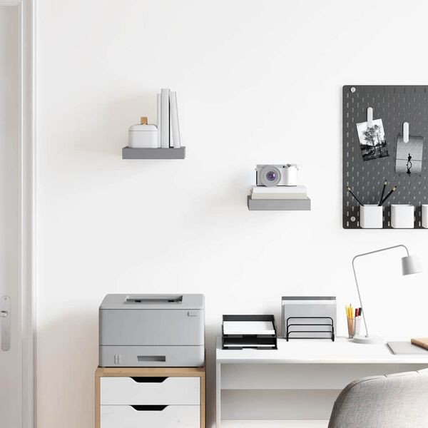 vidaXL Vegghengdar Hillur 2 stk. Gr&aacute;ar 23x23,5x3,8 cm MDF