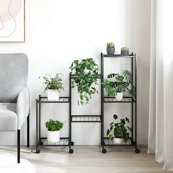 vidaXL Bl&oacute;mastandur &aacute; Hj&oacute;lum 83x25x83,5 cm Svart J&aacute;rn