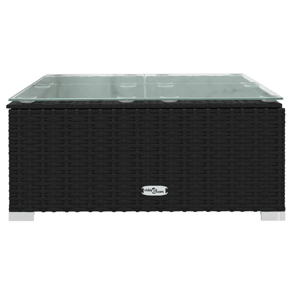 vidaXL Gar&eth;s&oacute;fabor&eth; Svart 60x60x30 cm P&oacute;l&yacute;rattan og Gler