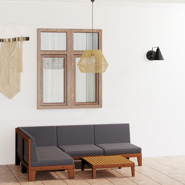 vidaXL 5 Parta Gar&eth;s&oacute;fasett me&eth; Sessum Gegnheill Akas&iacute;uvi&eth;ur