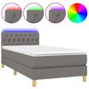 vidaXL H&oacute;lfa&eth; Springr&uacute;m me&eth; D&yacute;nu&LED D&ouml;kkgr&aacute;tt 90x190cm Tauefni