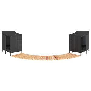 vidaXL Umhverfi Heita Pottsins Svart P&oacute;l&yacute;rattan/Gegnheill Akas&iacute;uvi&eth;ur