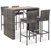 vidaXL 5 Stk Barsett Utandyra P&oacute;l&yacute;rattan og Akas&iacute;uvi&eth;ur Gr&aacute;tt