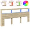 vidaXL H&ouml;fu&eth;gaflssk&aacute;pur me&eth; LED Sonoma Eik 220x17x102 cm