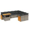 vidaXL 10 Hluta Gar&eth;s&oacute;fasett me&eth; Sessum Gr&aacute;tt P&oacute;l&yacute;rattan