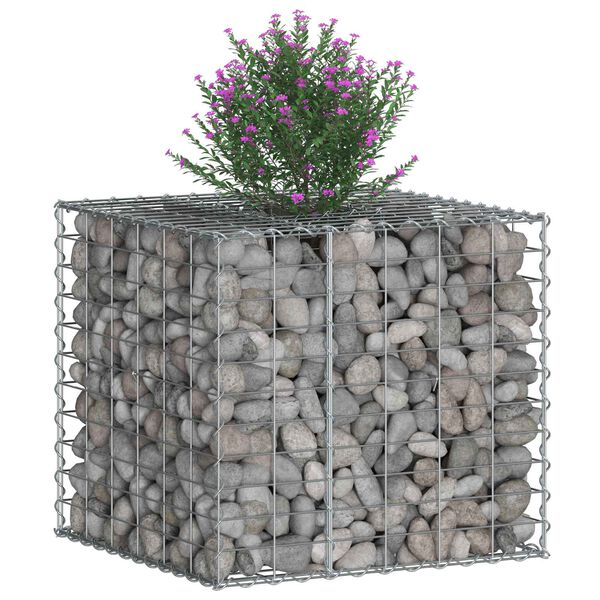 vidaXL Gabion h&aelig;kka&eth; r&uacute;m Silfur 60 x 60 x 55 cm Galvaniserad st&aacute;l