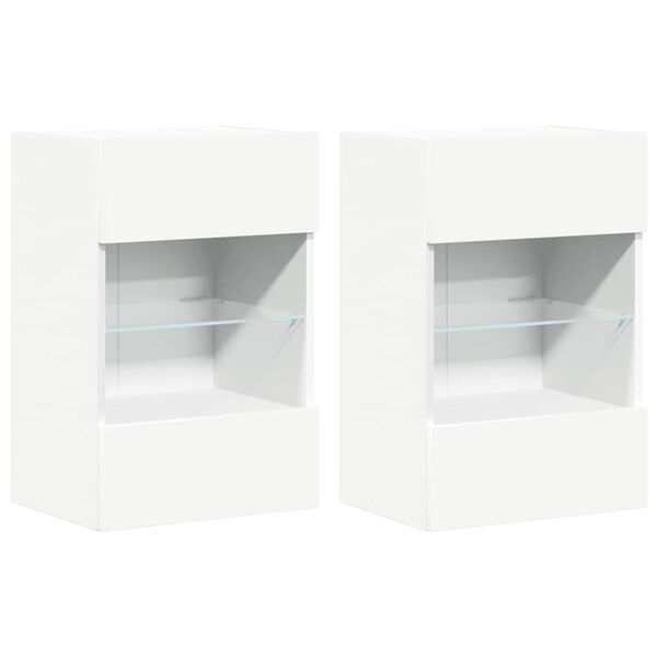 vidaXL Veggsk&aacute;par me&eth; LED lj&oacute;sum fyrir sj&oacute;nvarp 2 stk. Hv&iacute;tir 40x30x60,5 cm