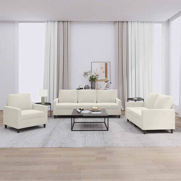 vidaXL 3 Parta S&oacute;fasett me&eth; Sessum Rj&oacute;maefni Flauel