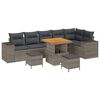 vidaXL Gar&eth;s&oacute;fa sett me&eth; p&uacute;&eth;i 9 pcs Gr&aacute;r p&oacute;l&yacute;rattan