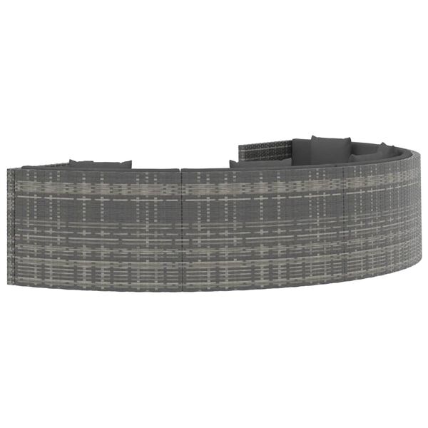 vidaXL 6 Hluta Gar&eth;s&oacute;fasett me&eth; S&aelig;tisp&uacute;&eth;um P&oacute;l&yacute;rattan Gr&aacute;tt