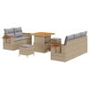 vidaXL Gar&eth;s&oacute;fa sett 8 pcs Drapplita&eth;ur p&oacute;l&yacute;rattan
