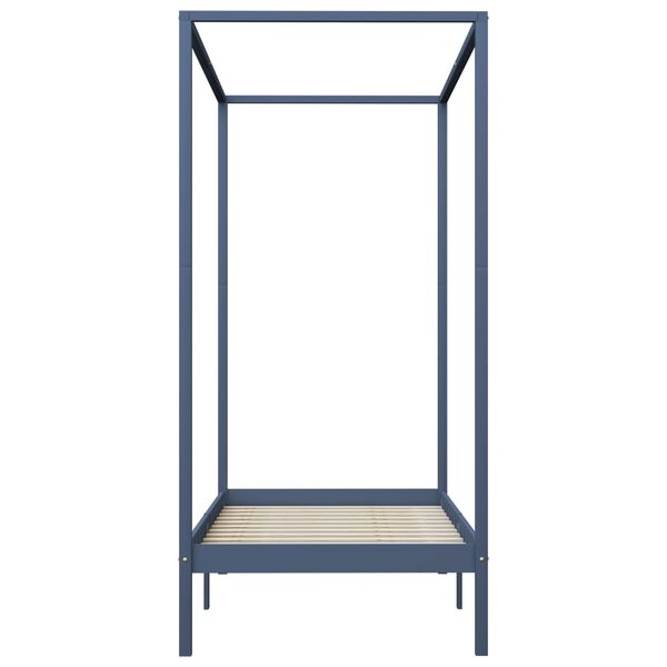 vidaXL Rúmgrind fyrir Himnasæng Grá Gegnheil Fura 100x200 cm