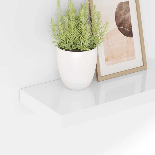 vidaXL Vegghengdar Hillur 4 stk. H&aacute;glans Hv&iacute;tar 50x23x3,8 cm MDF