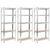 vidaXL Geymsluhillur 3 stk Silfur 75x30x172 cm St&aacute;l og MDF