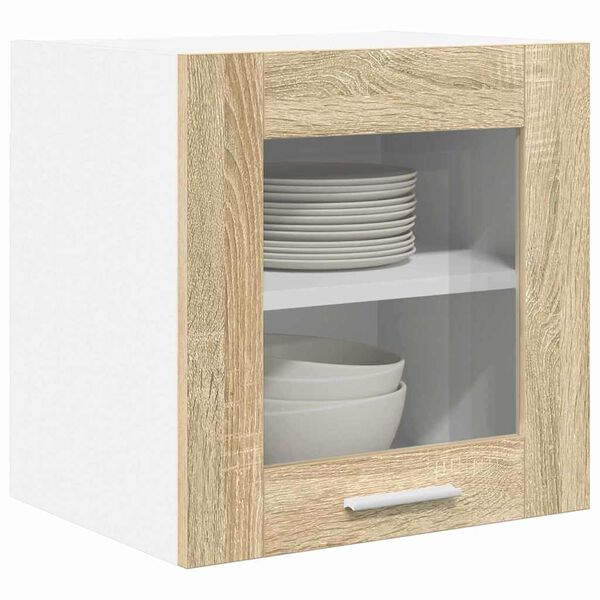vidaXL Vegghengdur sk&aacute;pur me&eth; geymslu 2 pcs Sonoma Eik 40 x 31 x 40 cm