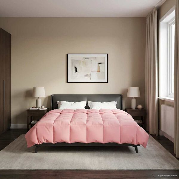 vidaXL Full &aacute;rs d&yacute;na S&iacute;&eth;la&eth; Bleikur 200 x 240 cm M&iacute;kr&oacute;f&iacute;ber