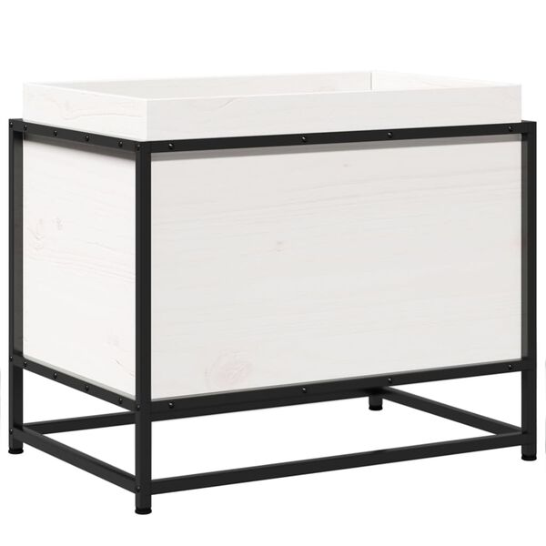 vidaXL Gróðurker í Garðinn Hvítt 60x40x50 cm Gegnheil Fura