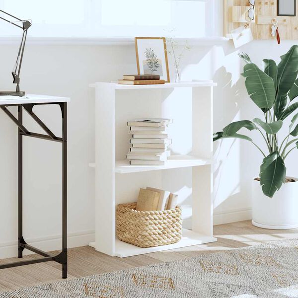 vidaXL Bókahilla með 3 Hillum Hvítur 60x30x60 cm Samsettur Viður