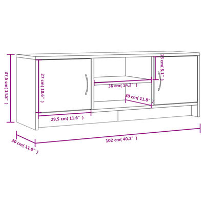 vidaXL Sjónvarpsskápur Sonoma Eik 102x30x37,5 cm Samsettur Viður