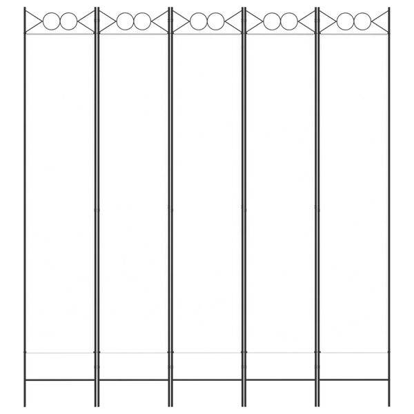 vidaXL 5-falt Skilrúm Hvítt 200x220 cm Tauefni