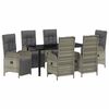 vidaXL Gar&eth;ur bor&eth;sett me&eth; p&uacute;&eth;i 7 pcs Gr&aacute;r p&oacute;l&yacute;rattan