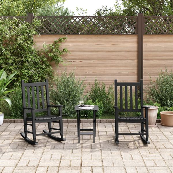 vidaXL Ruggust&oacute;lar fyrir B&ouml;rn 2 stk. Svart Gegnheil &Ouml;sp