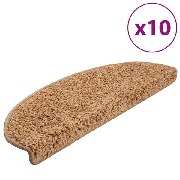 vidaXL Stigamottur 10 stk 65x21x4 cm beige h&aacute;lfhringlaga st&oacute;rar
