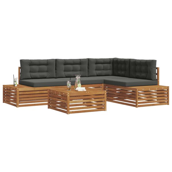 vidaXL &Uacute;ti s&oacute;fasett me&eth; p&uacute;&eth;i 5 Stykki N&aacute;tt&uacute;rulegt og Antrac&iacute;t