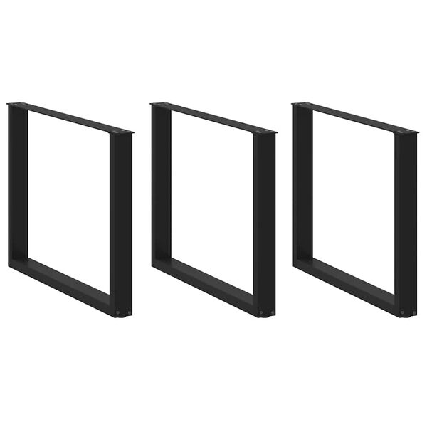 vidaXL bor&eth;stofubor&eth;sf&aelig;tur U-laga 3 Stk svart 100x(72-73) cm st&aacute;l