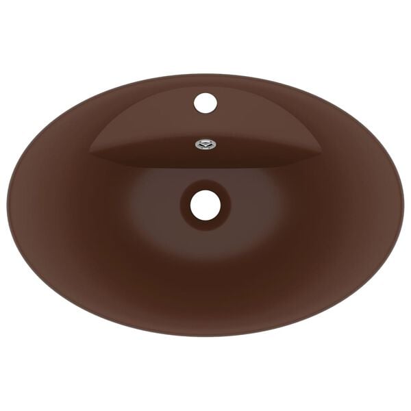 vidaXL L&uacute;xus Handlaug me&eth; Yfirfalli Spor&ouml;skjulaga M&ouml;tt D&ouml;kkbr&uacute;n 58,5 x 39 cm Postul&iacute;n