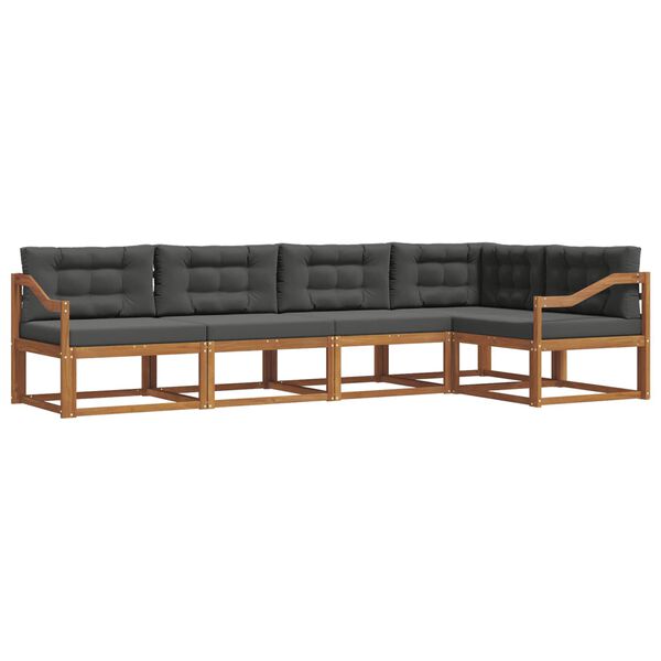 vidaXL &Uacute;ti s&oacute;fasett me&eth; p&uacute;&eth;i 5 pcs N&aacute;tt&uacute;rulegt og Antrac&iacute;t