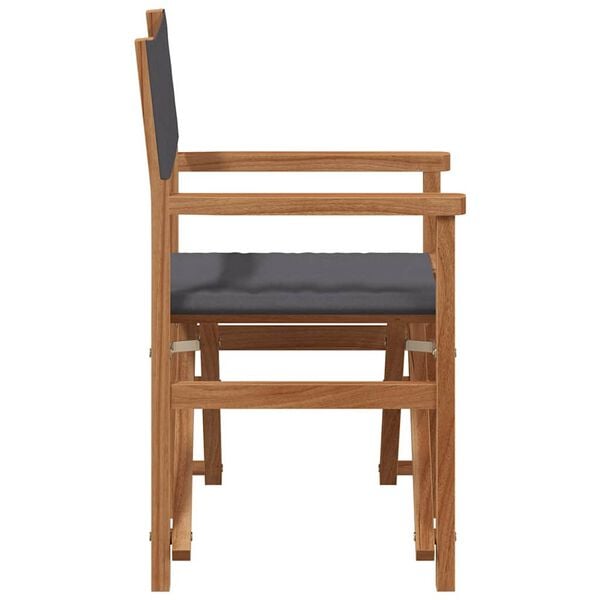 vidaXL Folding Director's Chair Grár 56 x 54 x 87 cm Solid teak viður