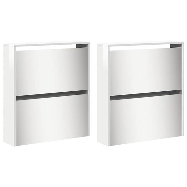 vidaXL Sk&oacute;sk&aacute;pur me&eth; Spegli 4ja Laga H&aacute;glans Hv&iacute;tur 63x17x134 cm