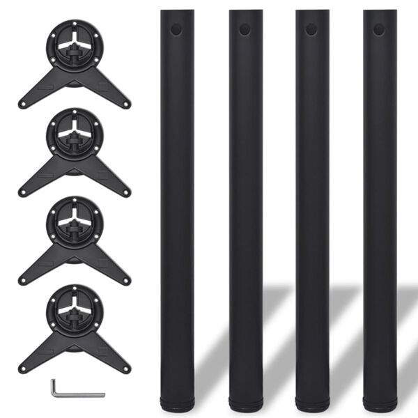 4 Hæðarstillanlegir Borðfætur Svartir 710 mm